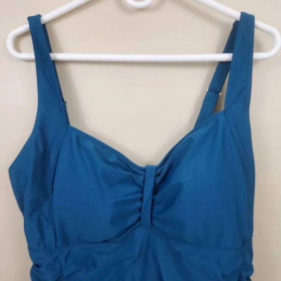 New‎ DACI Swimsuit Ruched Sides Flattering Tummy Control Teal Blue NWT SZ 20W - Picture 2 of 12